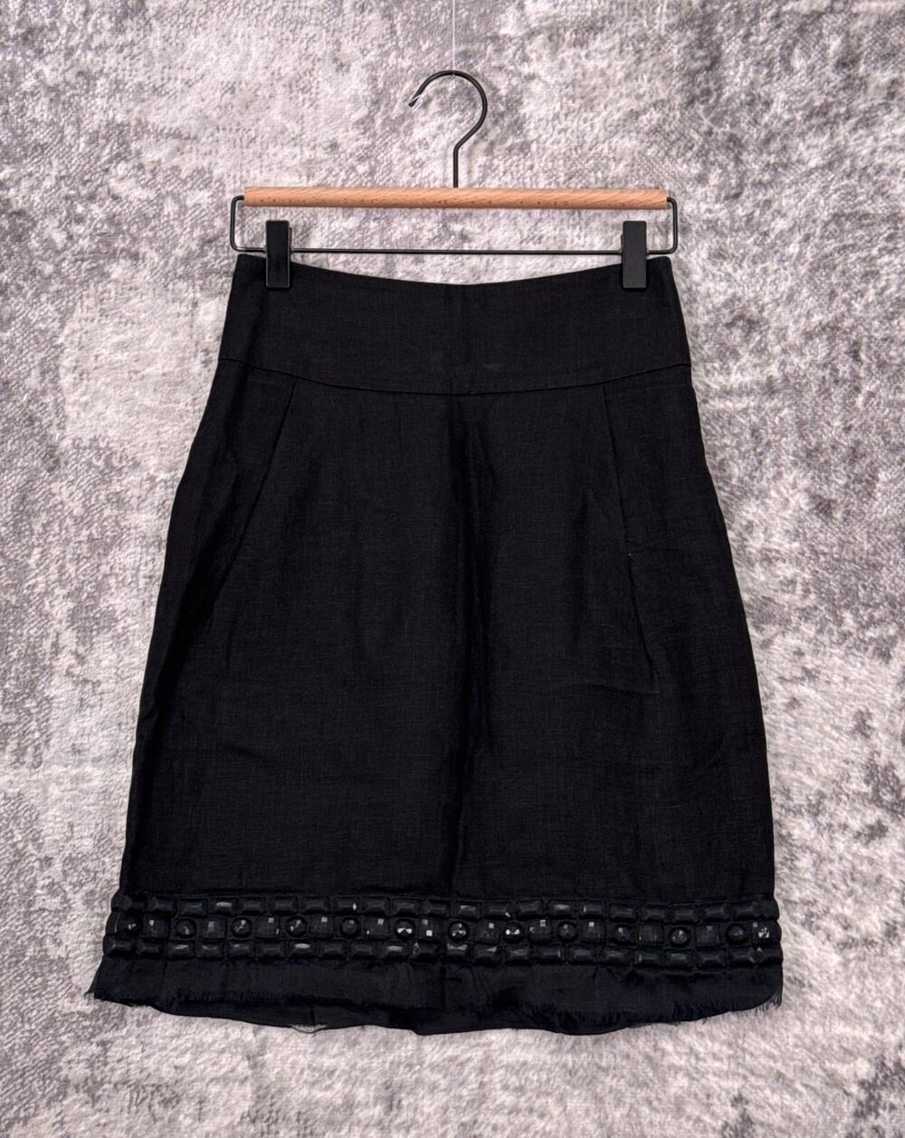 Jenni Kayne Skirt 4 Womens Black Gauze Jeweled Hem